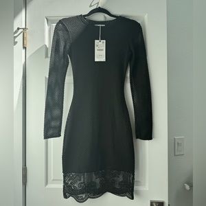 Black lace Zara body con dress brand new